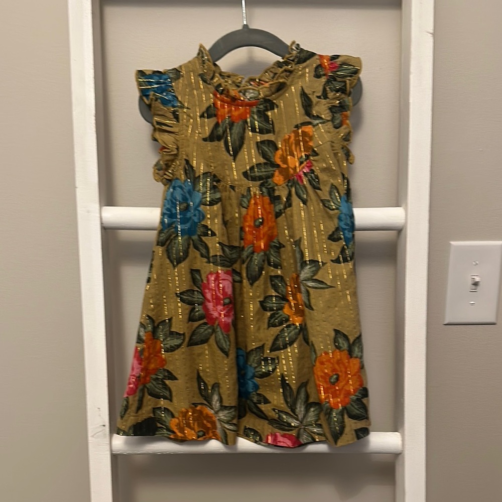 Floral Kids Dress with Ruffle Sleeves